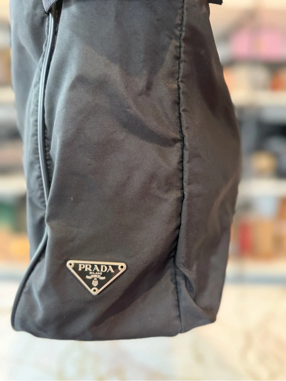 Prada Black Nylon Belt/Sling Bag with Triangle Logo